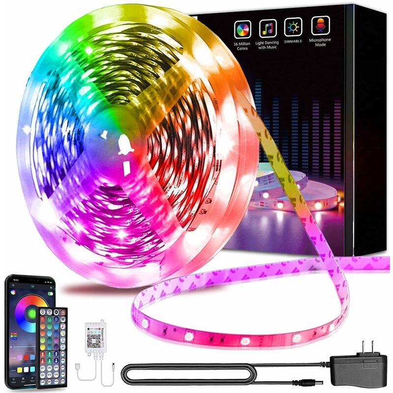 [neuwertig]15 M Bluetooth-led-streifen, 5050 Rgb-led-streifen Für Schlafzimmer, Flexibler, Mehrfarbiger Lichtstreifen, Steuerung Per Smartphone-app, Synchronisierung Mit Musik/timer-funktion