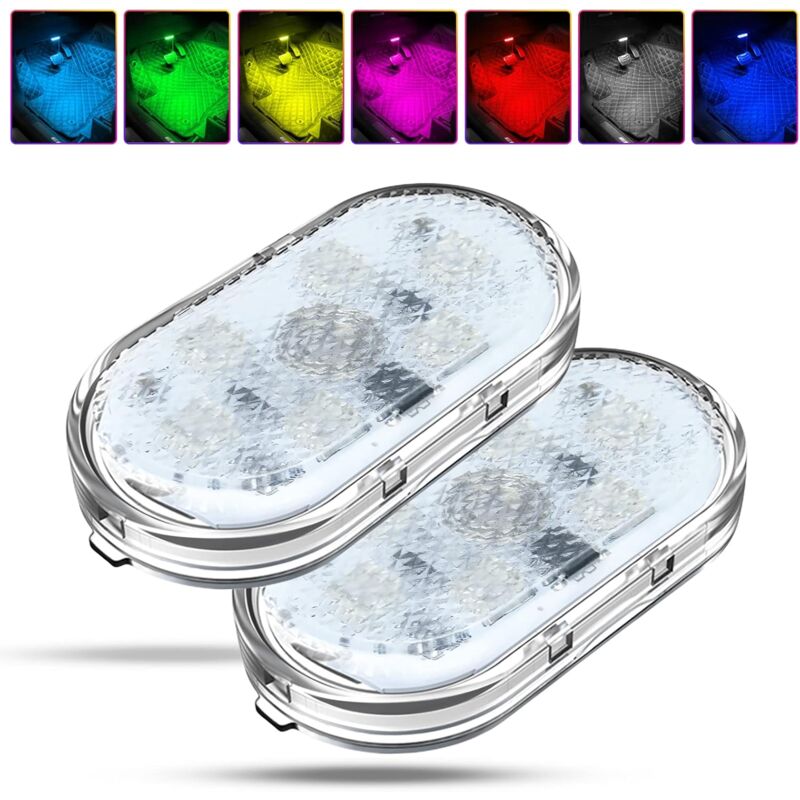 [neuwertig]2er-pack Rgb-autoinnenraumbeleuchtung, Autoinnenraumlampe Mit Touch-schalter, Led-autoinnenraumbeleuchtung, Mehrfarbige Ambientebeleuchtung Mit Usb-anschluss