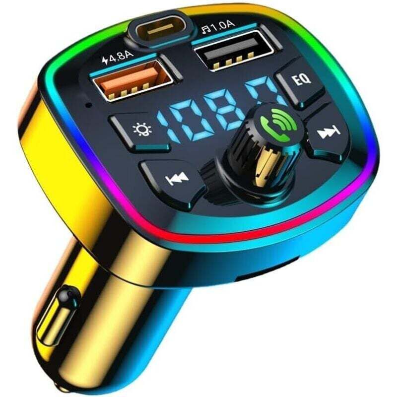 [neuwertig]bluetooth-fm-transmitter Fürs Auto, Radioadapter Für Mp3-player, Schnellladefunktion Für Den Zigarettenanzünder, Auto-musikzubehör, 4,8-a-usb-transmitter-kit, Freisprechfunktion, Usb-/tf-ka