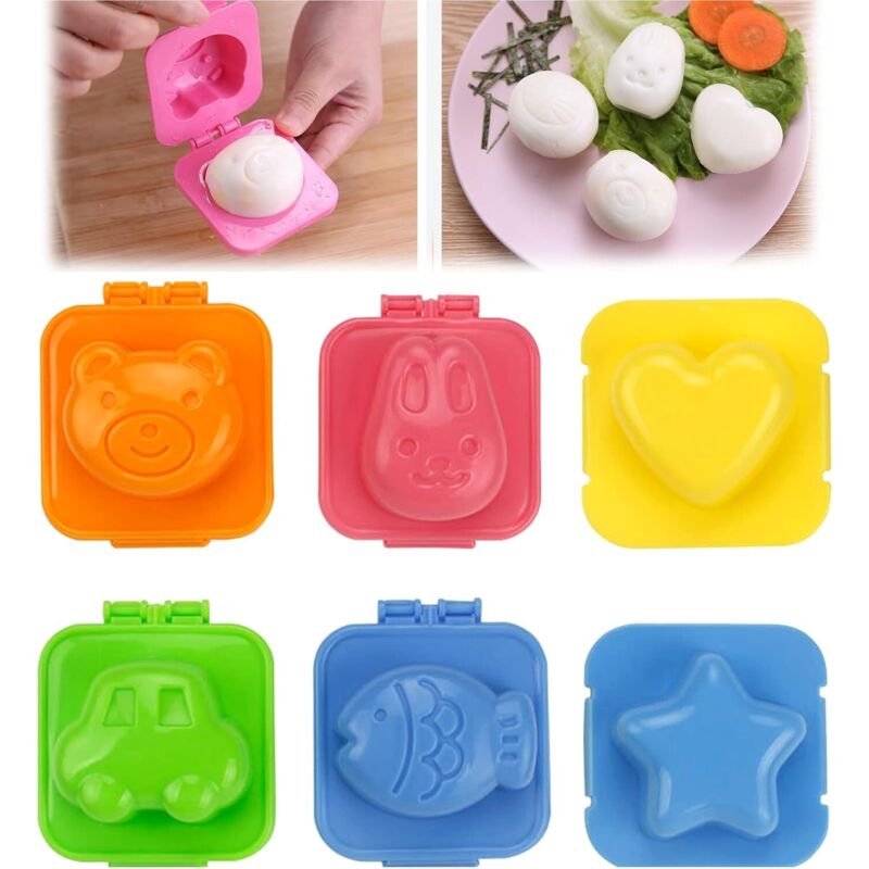 [neuwertig]6-teiliges Set Aus Eierformen Aus Kunststoff, Eierkochformen, Sushi-reisformen, Bento-maker Und Sandwich-ausstecher.