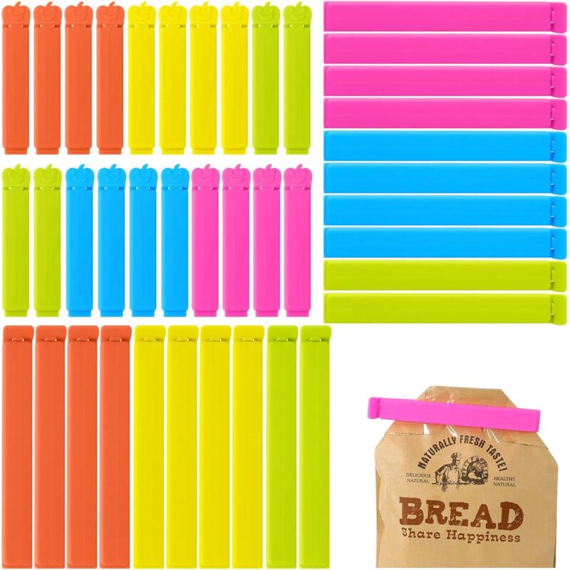 [neuwertig]40 Stück Lebensmittelbeutelclips, 7/11 Cm Verschluss Für Lebensmittelbeutel, Verschiedene Farben, Küchenclips Für Die Verpackung Von Süßigkeiten Und Snacks