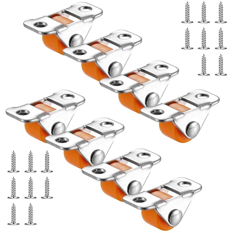 [neuwertig]set Mit 8 Kleinen, Festen Rollen - Gummi - Transportrollen - Mit Metallplatte - Für Möbel, Geräte, Ausrüstung, Werkzeugkästen, Wagen (orange)