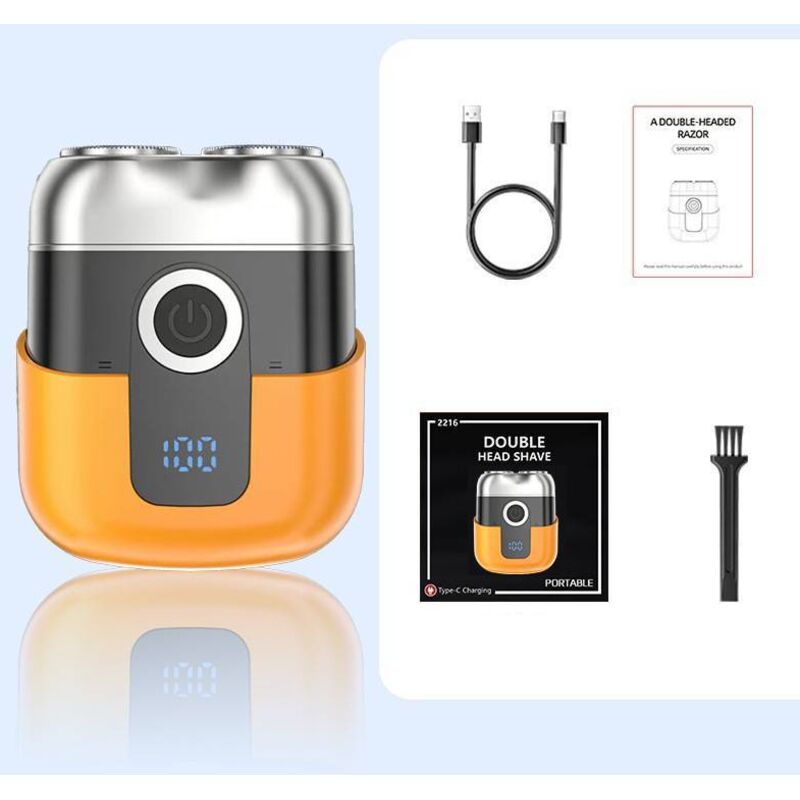 [neuwertig]mini-elektrorasierer Für Männer Mit Led-anzeige, Ipx6 Wasserdicht, Tragbar, Leise Und Abwaschbar, Orange