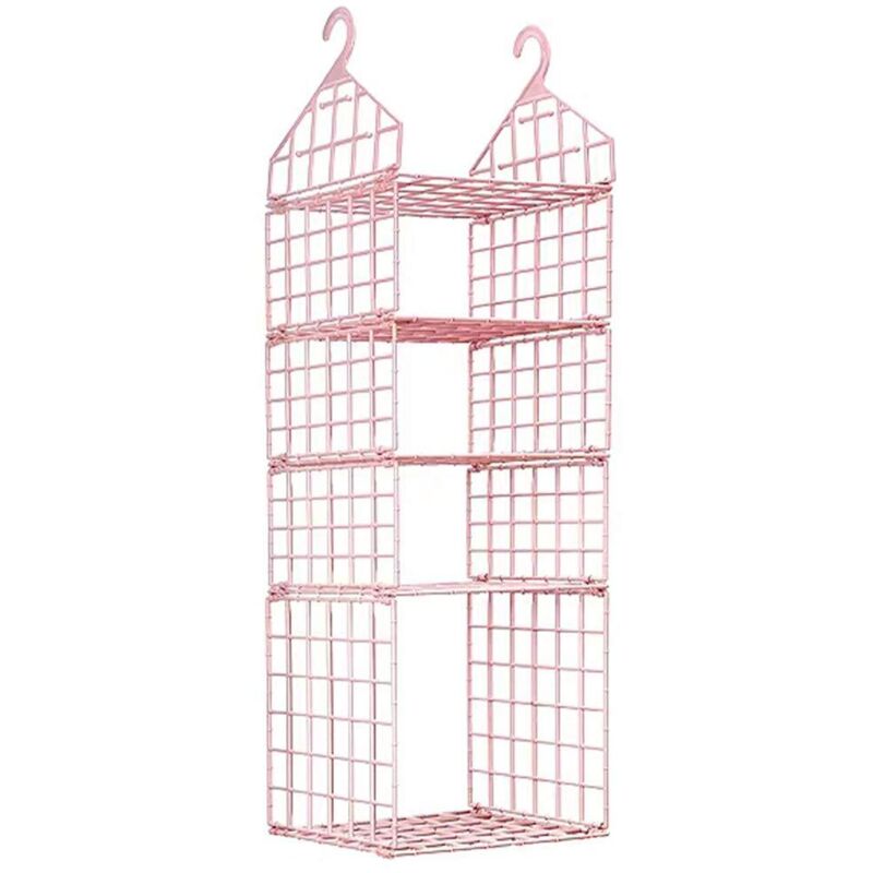 [neuwertig]kleiderständer Aus Kunststoff, 5 Fächer/netzgewebe, Faltbar, Zum Aufhängen, Für Taschen, Schuhe Und Kleidung, Rosa