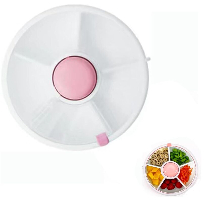 [neuwertig]drehbare Snackbox Für Kinder Mit Fächern, Tragbare Aufbewahrungsbox Für Süßigkeiten, Samen Und Melonen (rosa)