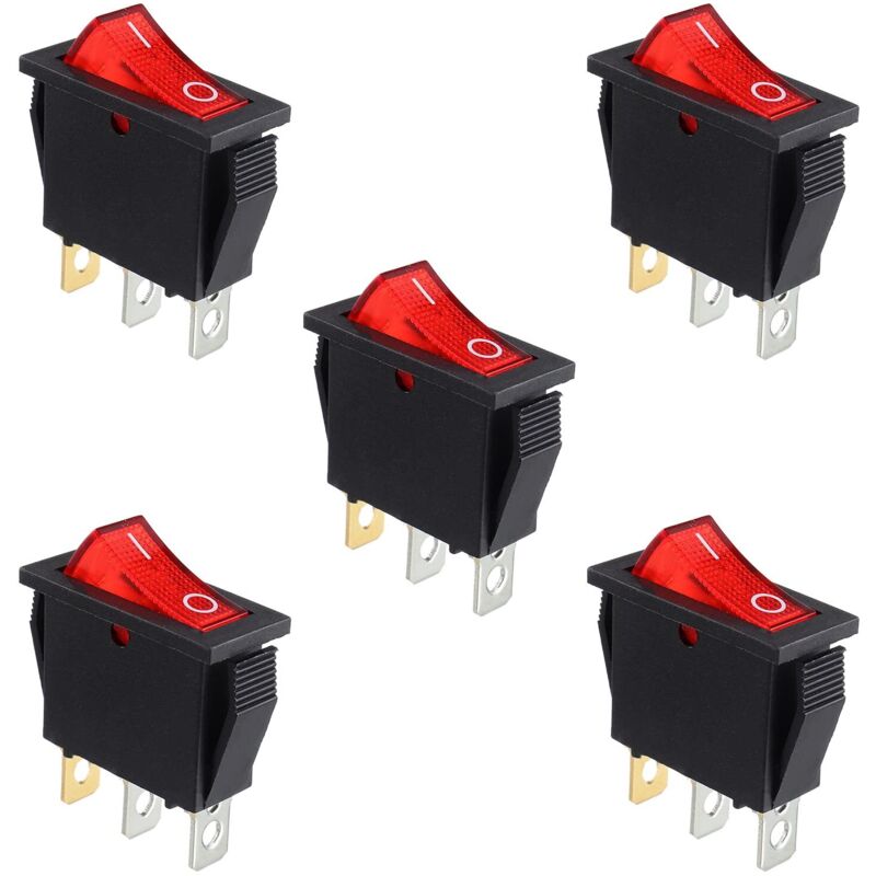 [neuwertig]5-teiliger Roter Beleuchteter Wippschalter, Ein/aus, 3-polig, 3-positionen-wippschalter Für Boote, Snap Ac 250v/15a 125v/20a Kcd3-101