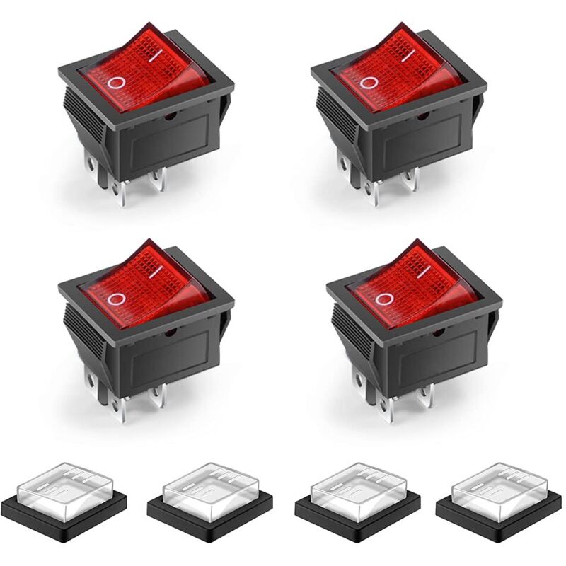 [neuwertig]4 Stück 4-polige, 2-positionen-ein/aus-wippschalter Mit Led-beleuchtung, Wasserdicht, Mini-boots-wippschalter, Dpst, Ac 250 V 16 A, 125 V 20 A, Rot