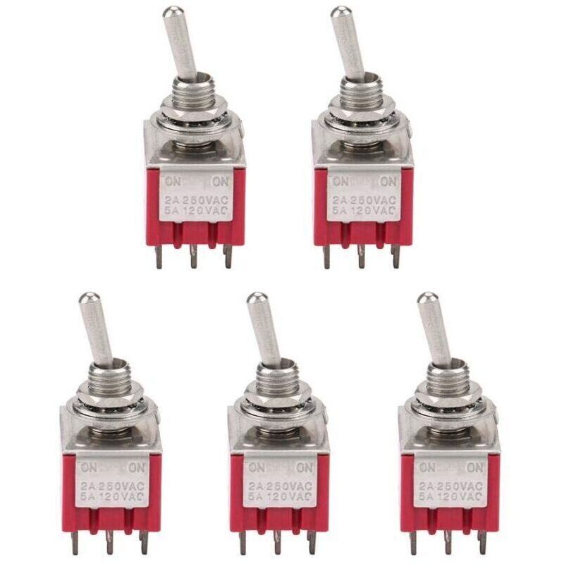 [neuwertig]5-teiliger 3pdt-wippschalter, 9 Pins, 6 Mm, 2 A/250 V Ac, 5 A/120 V Ac, Ein-ein, 2-positionen