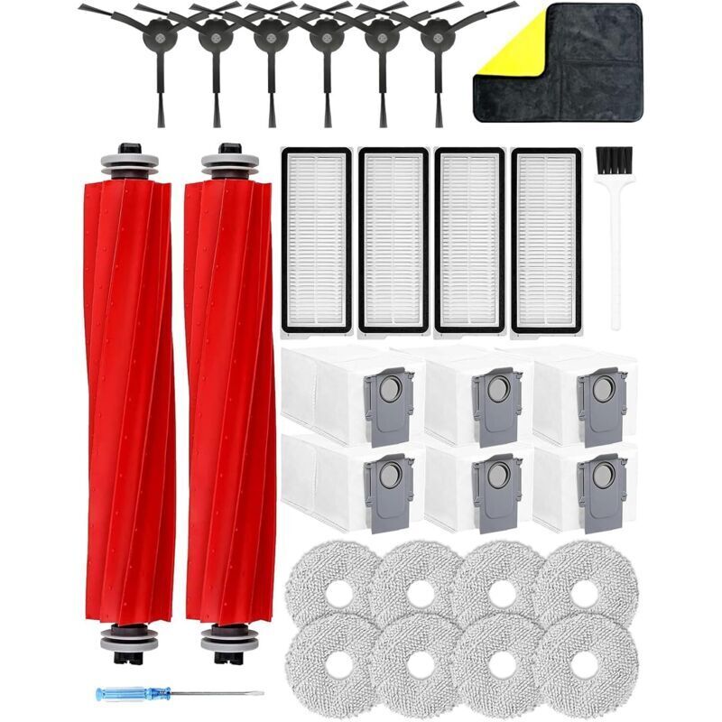 [neuwertig]29-teiliges Zubehörset Für Roborock Qrevo Pro/qrevo Maxv/qrevo Plus/qrevo S Saugroboter, Ersatzteile Mit 2 Hauptbürsten, 6 Staubbeuteln Und 8 Reinigungspads