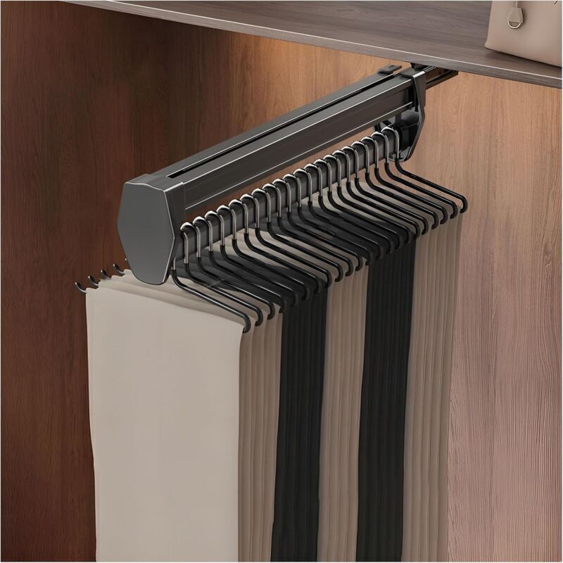 [neuwertig]ausziehbare Kleiderstange Für 12-21 Zoll Breite Kleiderschränke, Ausziehbarer Hosenhalter Mit Geräuschloser Dämpfung Für Platzsparende Kleideraufbewahrung (31 Cm/12 Zoll Tiefe Ohne Kleiderb