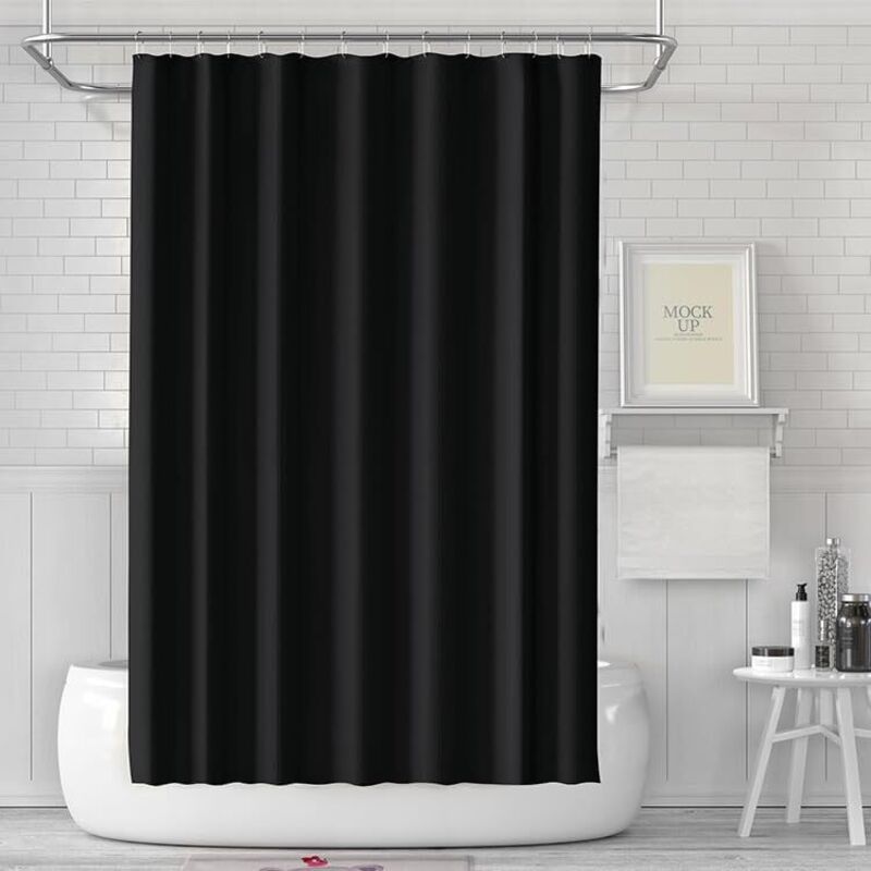 [neuwertig]180 X 180 Cm – Schimmelresistenter Duschvorhang – Wasserdicht Und Waschbar – Inkl. 12 Duschvorhangringen – Schwarz