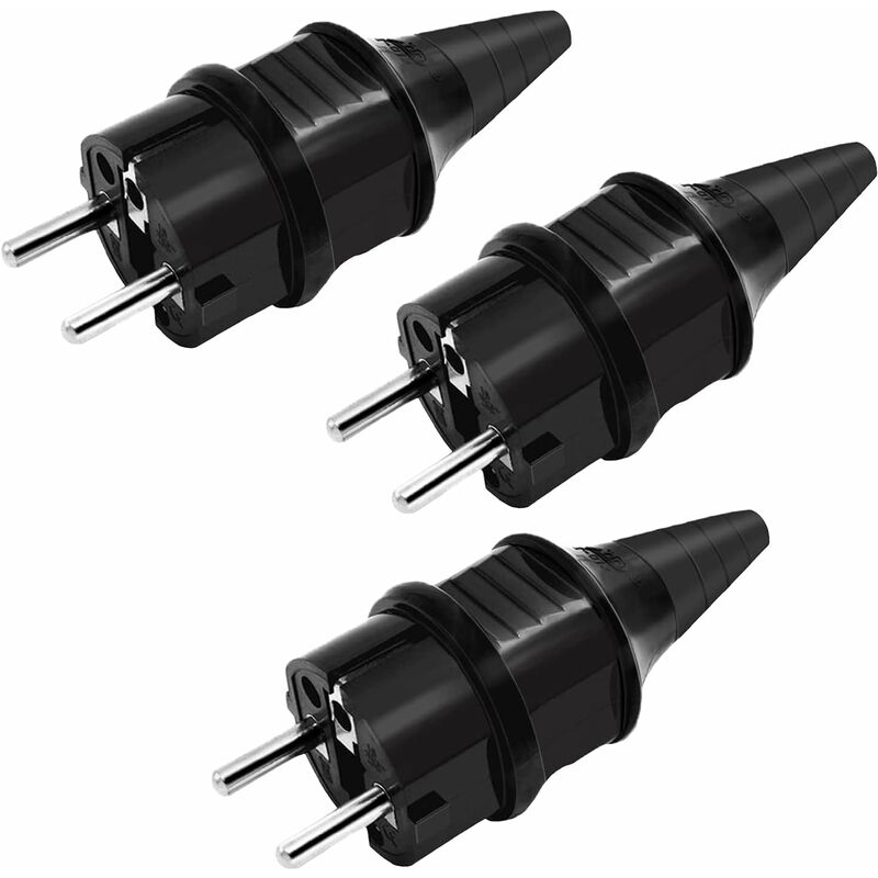 [neuwertig]elektrischer Stecker (männlich), 250-v-buchse (16 A), Spritzwassergeschützt Und Robust. Geeignet Für Kabel Mit 6–16 Mm² Querschnitt, Schutzkontaktstecker, Sebs-norm, Schutzart Ip44, 3er-pac