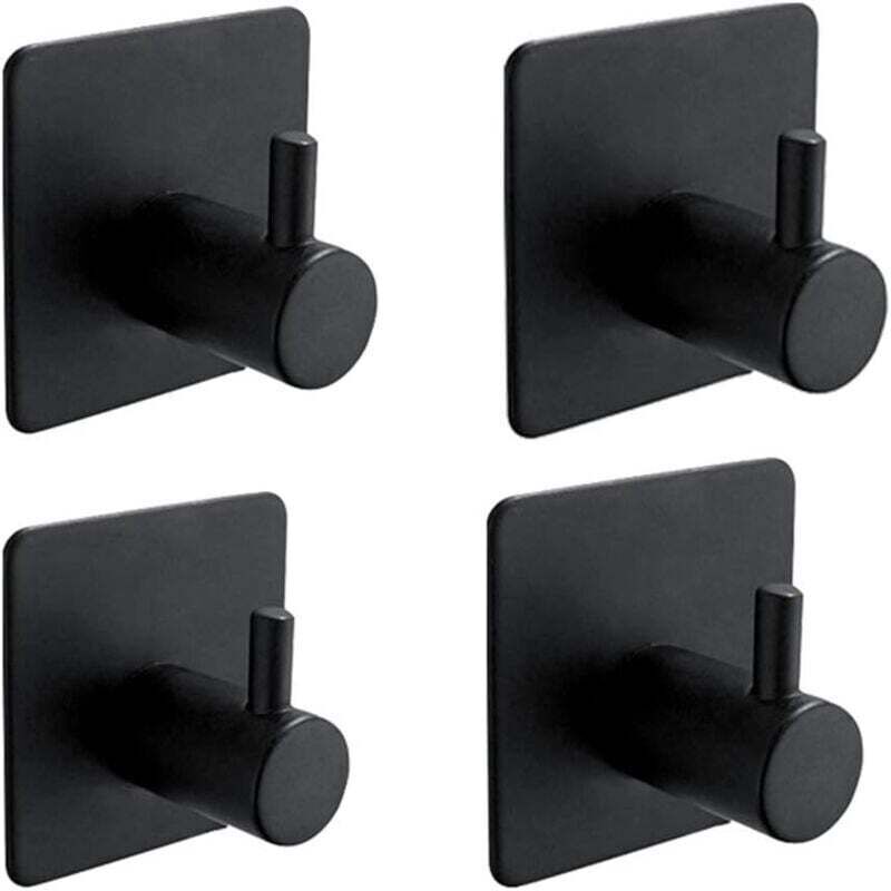 [neuwertig]4-teiliges 3m-klebehaken-set, Für Badezimmerwand, Küchenhandtuchhaken, Bilderaufhängung Ohne Bohren, Selbstklebender Edelstahlhaken, Schwarz
