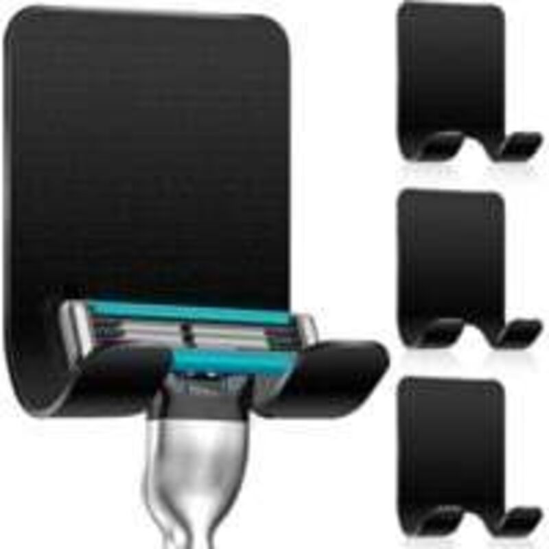 [neuwertig]4-teiliger Duschrasiererhalter, Selbstklebender Haken, Duschrasiererhalter Aus Edelstahl, Handtuchhalter Für Bad Und Küche, Kein Bohren Erforderlich, Schwarz