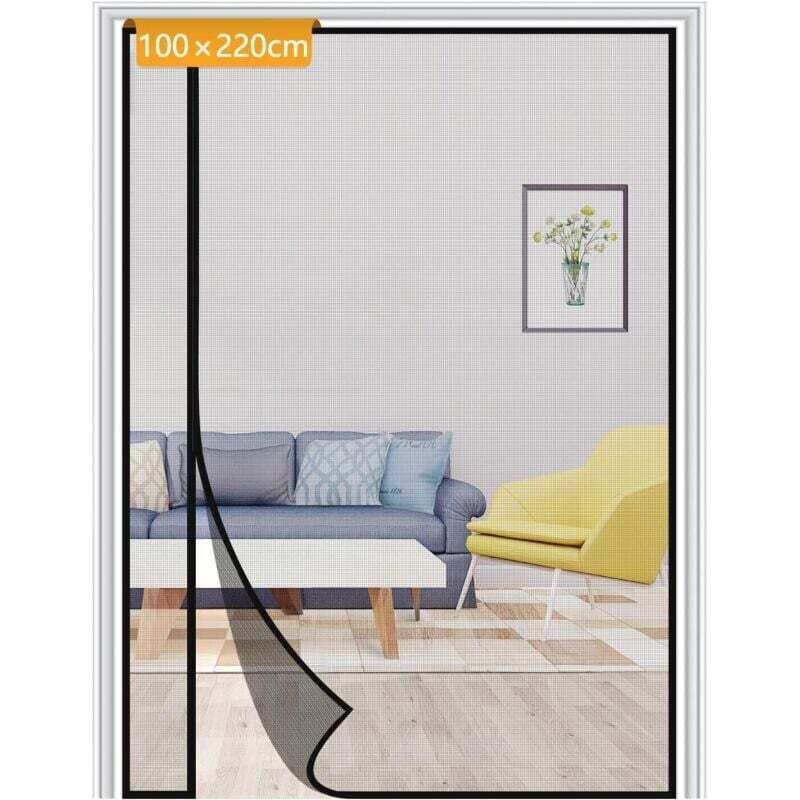 [neuwertig]wendbare Magnetische Moskitonetztür 100 X 220 Cm, Links/rechts Zu Öffnen, Feinmaschiges Insektenschutzgitter, Schwarz