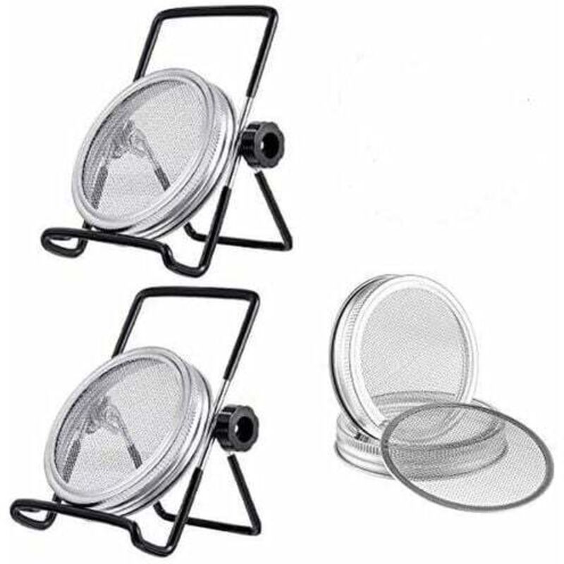 [neuwertig]6-teiliges Keimdeckel-set Mit 4 Keimsiebdeckeln Aus Edelstahl Und 2 Keimschalen Für Samen In Einer Keimschale (schwarz)