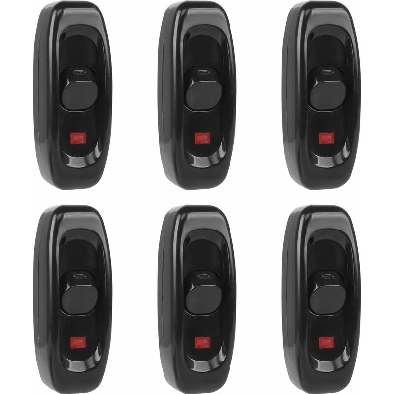 [neuwertig]6-teiliger Lampenschalter, Wippschalter 250v 10a Inline-kabel-kippschalter Mit Led-anzeigeleuchte (schwarz)