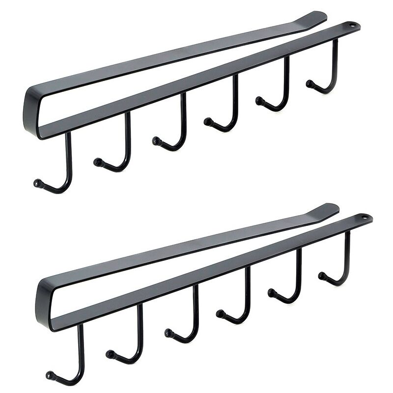 [neuwertig]set Mit 2 Aufbewahrungshaken Für Tassen, Weingläser, Küchenutensilien, Gürtel Und Schals, Haken Zum Aufhängen Unter Schränken Ohne Bohren (26,5 Cm, Schwarz)