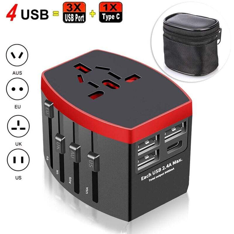 [neuwertig]universal-reiseadapter, Internationaler Universalstecker Mit 4 Usb-anschlüssen, 4-in-1-usb-ladegerät Für Usa, Großbritannien, Australien, Japan, Italien Und China, Weltweit Einsetzbar In 22