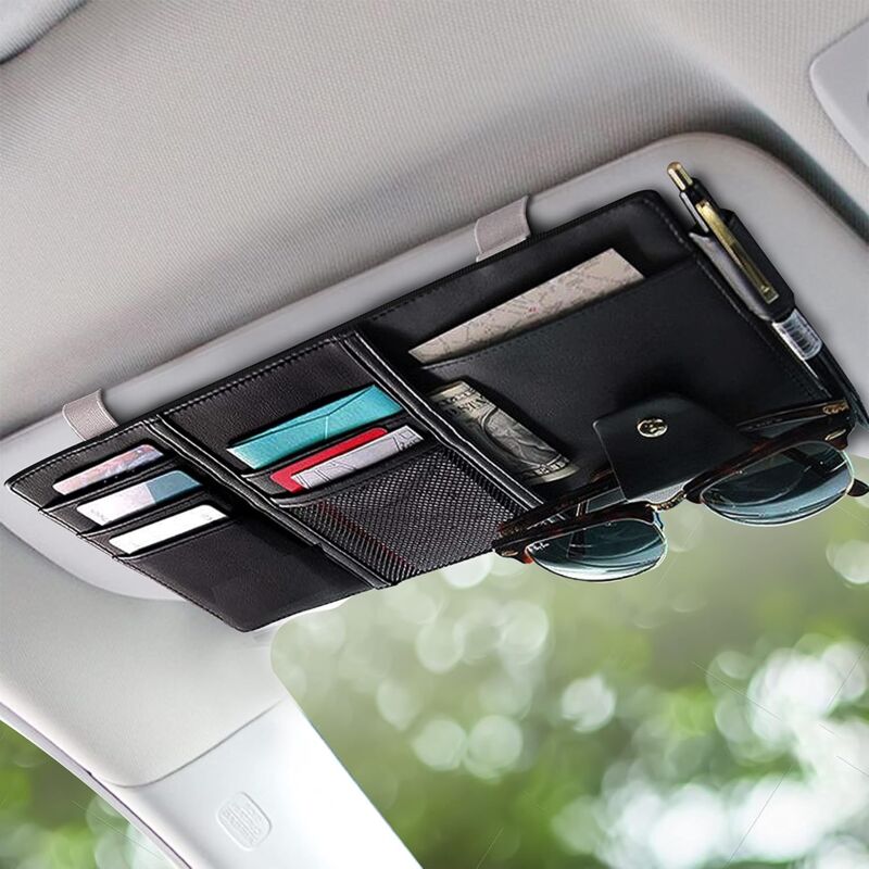 [neuwertig]organizer Für Die Sonnenblende Im Auto – Kunstleder – Auto-innenausstattung – Aufbewahrungstasche Für Kreditkarten, Stifte, Sonnenbrillen Und Dokumente