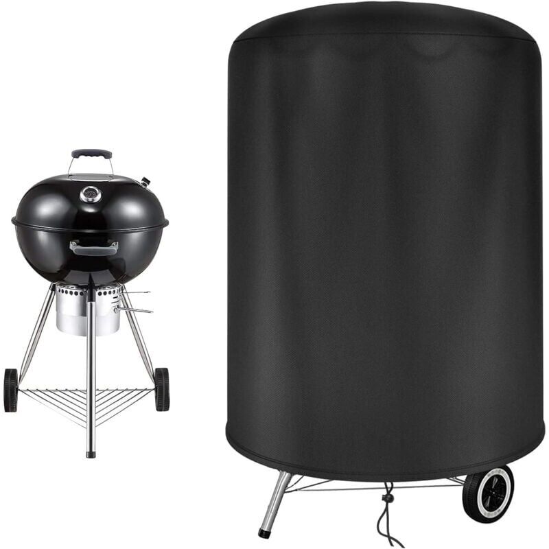 [neuwertig]runde, Wasserdichte Grillabdeckung, Weber Grillabdeckung Aus Uv-beständigem Oxford-gewebe, Mit Seitlichem Windschutzgurt, Schwarz (71 X 70 Cm)