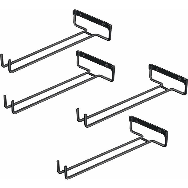 [neuwertig]4er-set Glashalter Für Regale, Glasgestell Aus Eisen Für 4 Gläser, Wandmontierter Weinglasständer, Umgedrehter Glashalter Für Weinschränke, Bars, Küchen (schwarz)