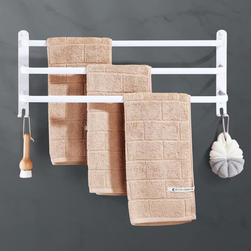 [neuwertig]wandmontierter Handtuchhalter Aus Aluminium, 3-stöckig, Wasserdicht, Mit Haken – Für Bad, Küche Und Gäste-wc