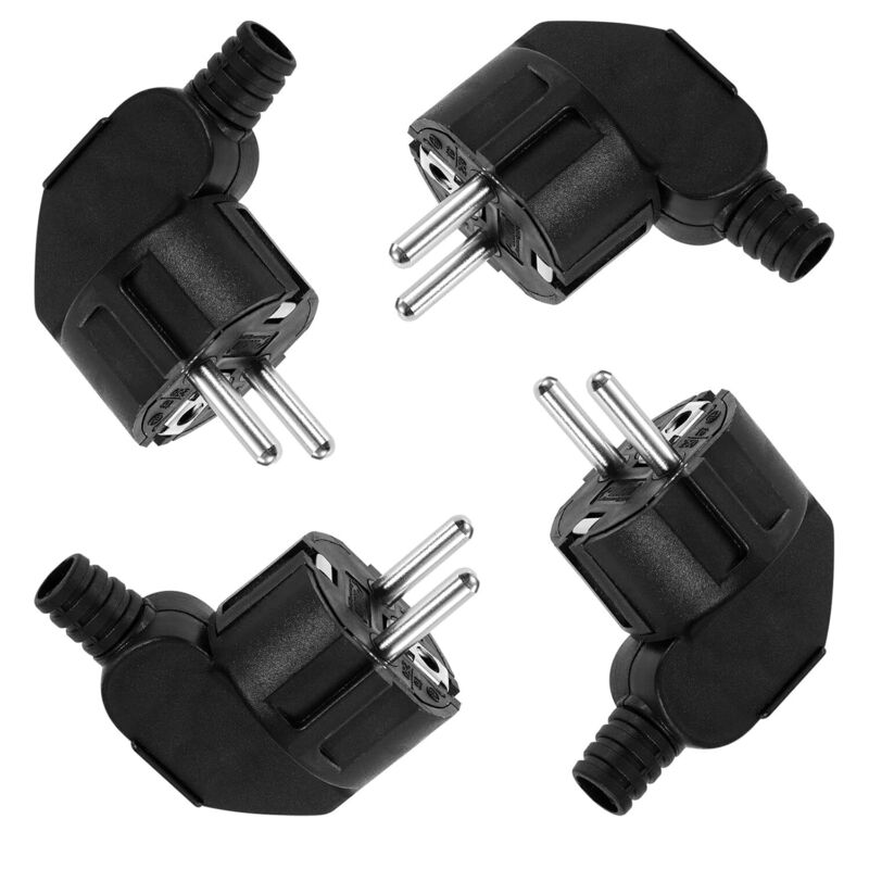 [neuwertig]250v 16a Stecker, 4er-pack, Abgewinkelt, Geerdet, Mit Steckerschutz, Schwarz