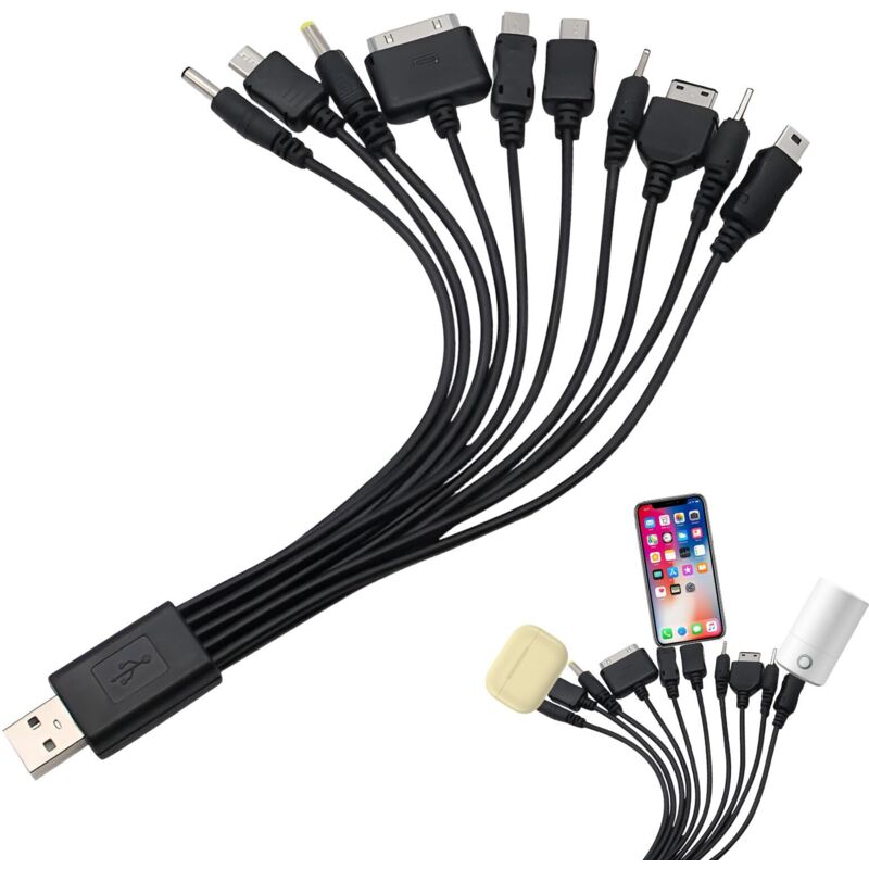 [neuwertig]10-in-1 Universal-handyladegerät – Universelles Ladekabel Mit Mehreren Anschlüssen – Usb-ladekabel Kompatibel Mit Samsung, Lg, Huawei, Zte, Sony Ericsson, Nokia Und Psp