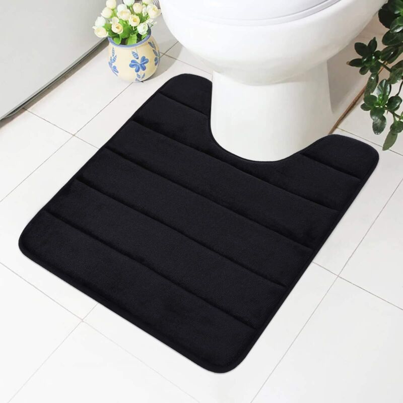 [neuwertig]badematte Aus Memory-schaum – Rutschfeste Unterseite – Weich – Wasserabsorbierend – Für Wc Und Badezimmer, Memory-schaum, Schwarz, 50 X 60 Cm