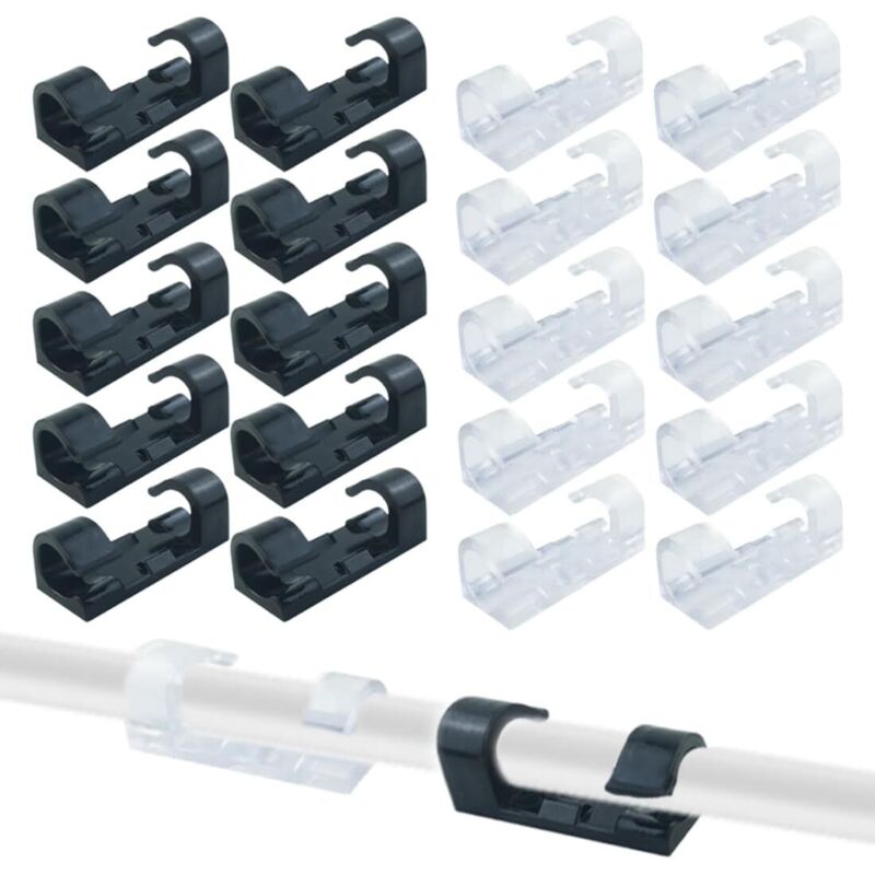 [neuwertig]40 Stück Kabelclips, Klebebefestigungen, Selbstklebende Kabelmanagement-pads Für Ladegerät/kopfhörer/telefon (6 Mm) (weiß + Schwarz)
