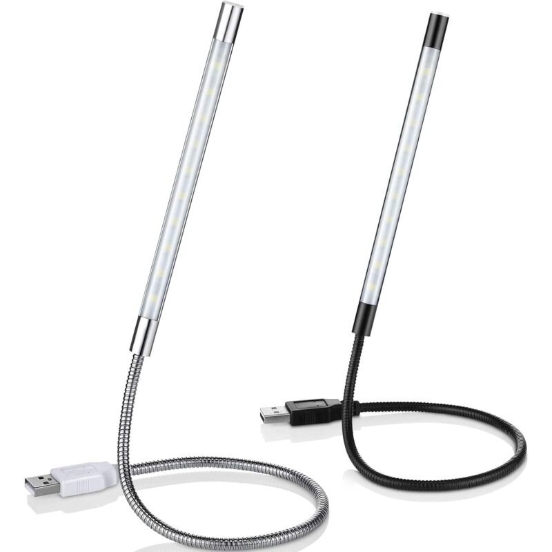 [neuwertig]2 Stück Flexible Usb-led-leseleuchten Mit Dimmbarem Schwanenhals Und Touch-funktion Für Laptop, Buch Und Bett, Schwarz Und Silber