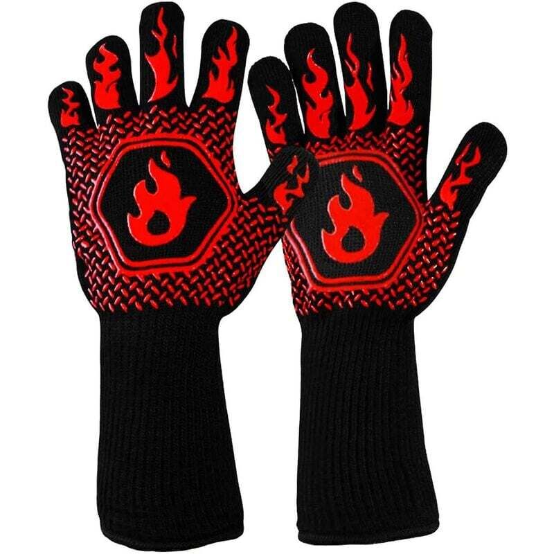 [neuwertig]hitzebeständige Ofenhandschuhe, Feuerfeste Kaminhandschuhe. Hitzebeständig Bis 800 °c. En407-zertifiziert Für Schutz Vor Thermischen Gefahren. Hitzebeständige Ofenhandschuhe Für Grillabende