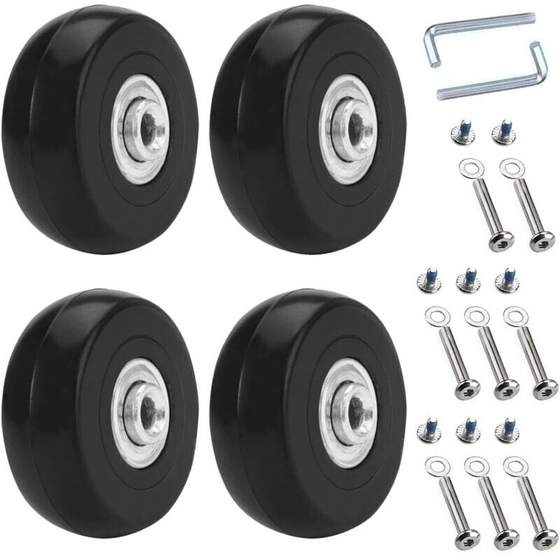 [neuwertig]4-teiliges Universal-kofferrollenset, 50 X 18 Mm Ersatz-gepäckrollen, Kofferrollen, Gepäckrollen, Koffer-set Aus Gummi Und Metall Für Koffer, Handwagen Und Kinderwagen