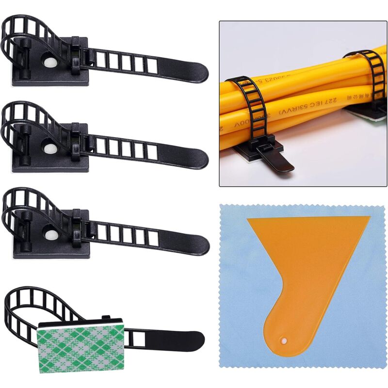 [neuwertig]100 Stück Kabelclips, Kabelbinder, Selbstklebende Kabelclips, Verstellbare Nylon-kabelbinder Und Selbstklebende Kabelklemmen Zur Organisation Von Elektrischen Leitungen An Fernsehern, Ladeg