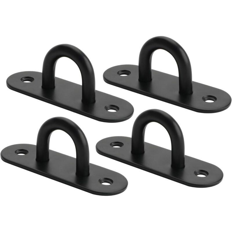 [neuwertig]schraubbare Wandhaken, Ösenplatte, U-förmige Deckenhaken, Mattschwarze Edelstahl-oberfläche, 4 Stück, Edd009b-4p-fr
