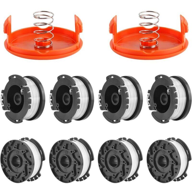 [neuwertig]10er-pack Trimmerfadenspulen, Kompatibel Mit Trimmern Von Black Und Decker, A6481 A6485 1,65 Mm Freischneider-fadenspulen (8 Trimmerfäden, 2 Abdeckungen, 2 Federn)