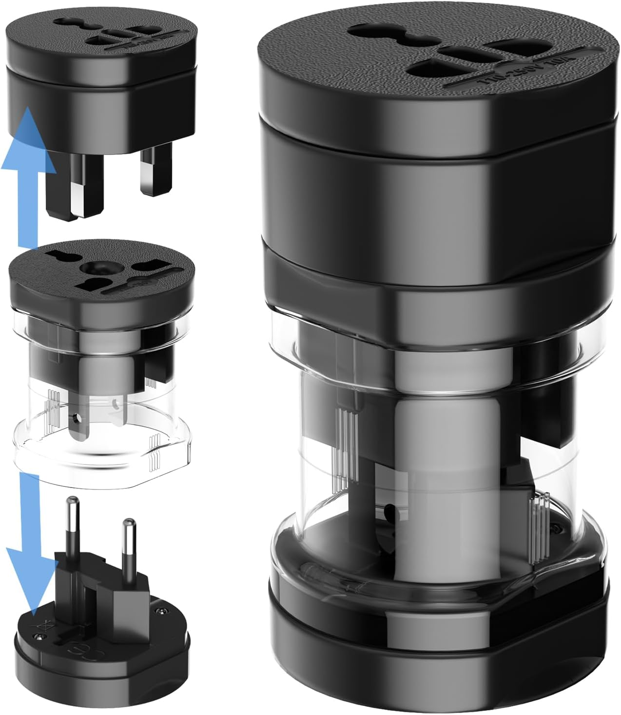 [neuwertig]3-in-1-reisekonverter, Universal-netzadapter, All-in-one-reise-essential, Schwarz