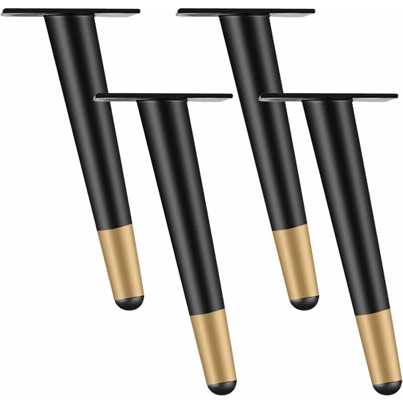 [neuwertig]set Mit 4 Möbelbeinen, 10 Cm Hohe Tisch- Und Stuhlbeine Aus Metall Mit Geräuscharmer, Rutschfester Unterseite, Schwarz Und Gold