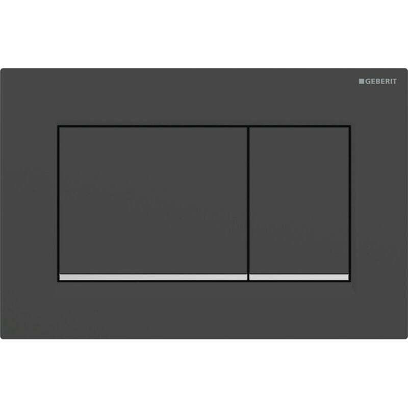 [neuwertig]quadratische Betätigungsplatte Sigma20 (ehemals Sigma30) Für Zweimengenspülung: Mattschwarz Lackiert. Leicht Zu Reinigende Beschichtung. Poliertes Chrom (115.883.14.1)