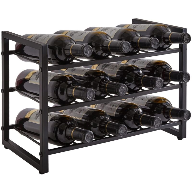 [neuwertig]stapelbares Weinregal Mit 3 Ebenen Für 12 Flaschen, Inklusive Einsätzen Für Schrank, Arbeitsplatte, Speisekammer, Bar Und Kleine Räume. Auch Als Flaschenhalter Geeignet.