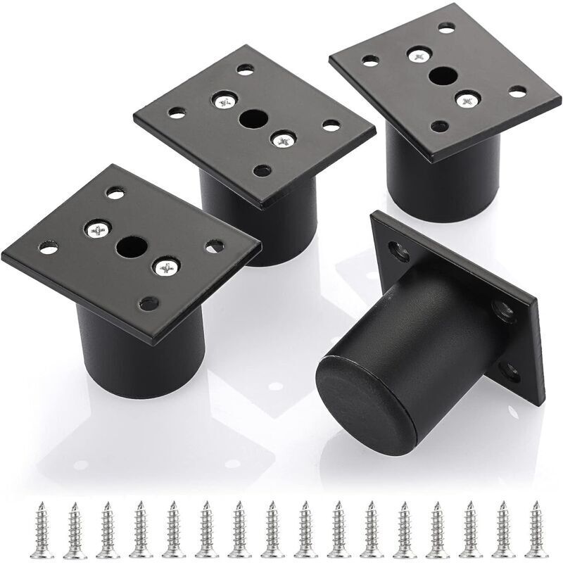 [neuwertig]4 Stück Verstellbare Möbelfüße, Bettfüße, Möbelfüße Aus Aluminiumlegierung Für Bettgestell, Kleiderschrank, Tisch (schwarz, Höhe 50 Mm)