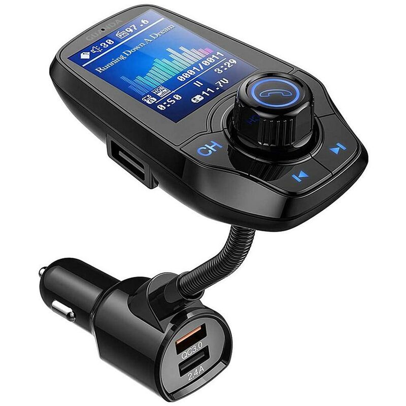 [neuwertig]bluetooth-fm-transmitter Für Autos Mit 1,8-zoll-farbdisplay, Mp3-player-kit, Kfz-adapter, Aux-ein- Und -ausgang, 2 Usb-anschlüssen, Freisprechfunktion, Sd-/tf-kartenleser Und Usb-stick