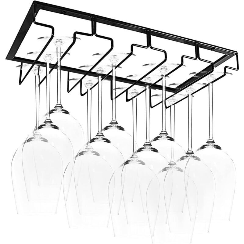 [neuwertig]hängendes Glasregal - Weinglashalter Mit 4 Schienen, Für 8-12 Gläser, 40 X 22,5 X 5,5 Cm, Für Bars, Weinkeller, Küchen (4 Schienen)