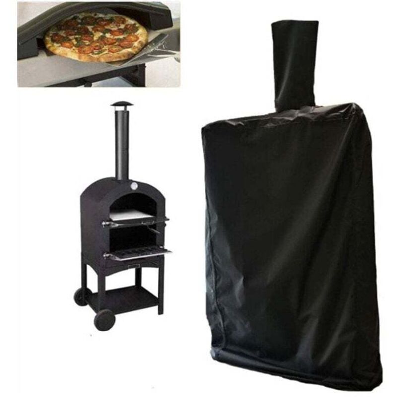 [neuwertig]abdeckung Für Pizzaöfen Im Freien, Schutzhülle Für Gartenöfen Mit Kordelzug, Wasserdicht, Staubdicht, Schwarzes Oxford-gewebe, 55 × 65 × 175 Cm