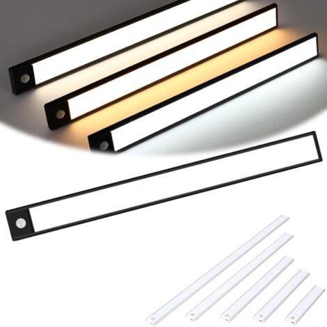 [neuwertig]wiederaufladbare Magnetische Led-lampe, Intelligenter Sensor, 3 Farbmodi, Automatische Ein-/ausschaltfunktion, Kein Bohren Erforderlich (schwarz, 40 Cm)