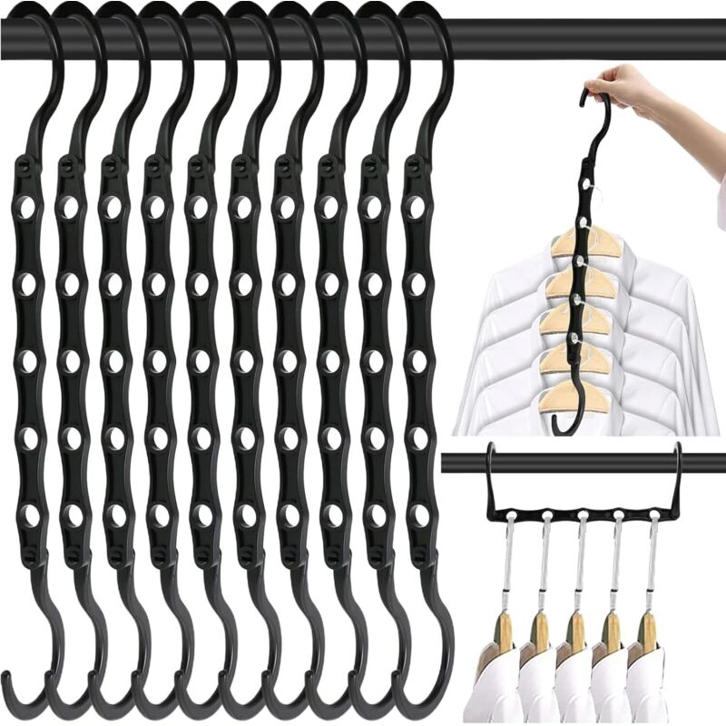 [neuwertig]kleiderbügel, Platzsparend, 41 X 6,8 Cm Große, Kaskadierende Haken, Stilvoller Organizer, Robust Für Kleiderschrank, Studentenwohnheim, Wohnung, Kleiderschrank Zu Hause, Kleiderhalter, Komp