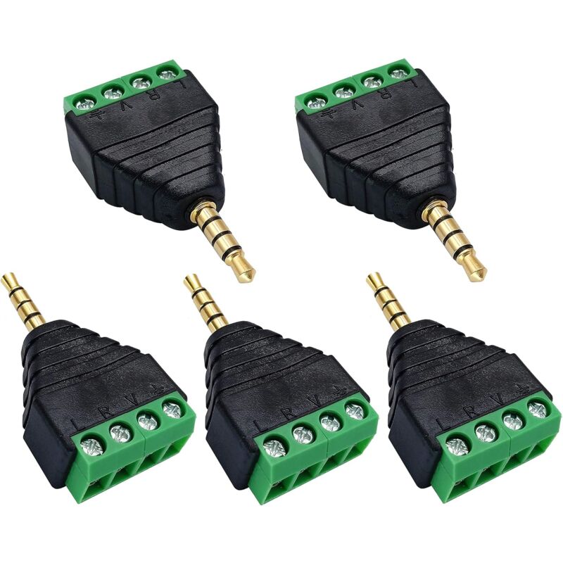 [neuwertig]4-poliger 3,5-mm-schraubanschluss, 3,5 Mm (1/8") Stereo-trrs-audiostecker Auf Av 4-polige Buchse, Schraubanschluss, Dual-track-kopfhörer-balun, Lötfreier Konverteradapter (5 Stück/stecker)