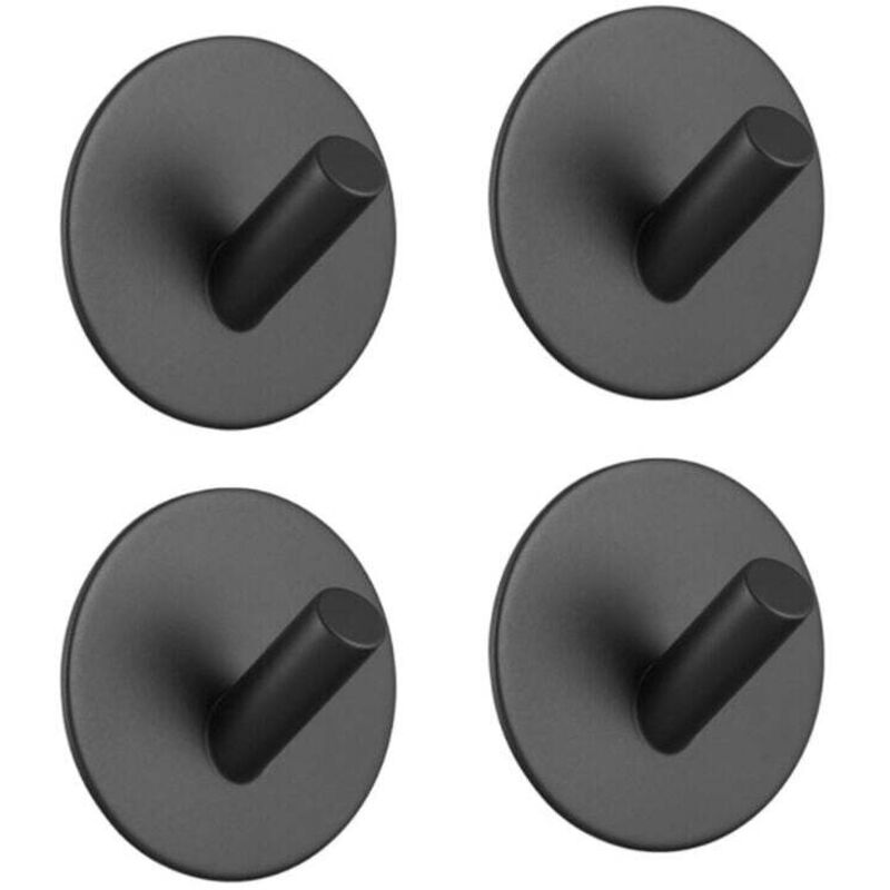 [neuwertig]4 Klebehaken, Handtuchhalter, Edelstahlhaken, Einfache Haken Ohne Bohren, 4 Edelstahlhaken Für Küche Und Wohnzimmer (runde Schwarze Abgewinkelte Haken)