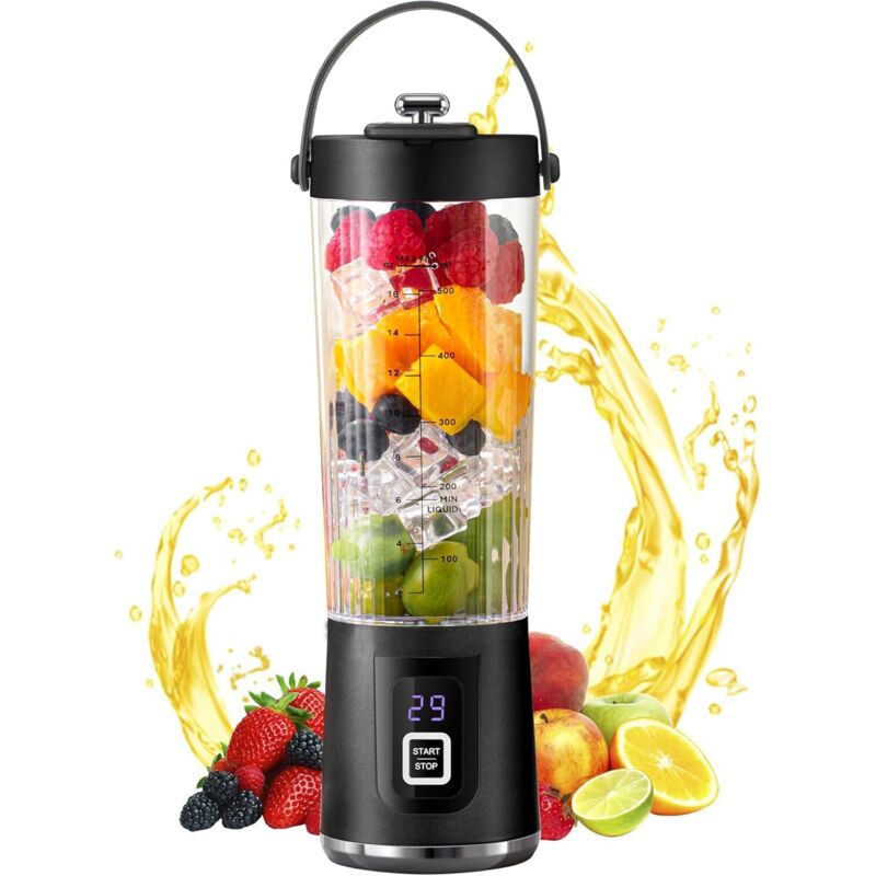 [neuwertig]tragbarer Mixer, Kleiner Milchshake-maker Mit Led-bildschirm, Wiederaufladbarer Saftmixer Mit Akku Mit Hoher Kapazität, Ideal Für Reisen, Büro, Fitnessstudio Und Zuhause.